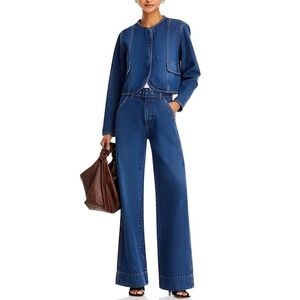 VERONICA BEARD CORDELL L‎ Jacket TAYLOR RELAXED Wide JEANS DUSTED OXFORD SET 30